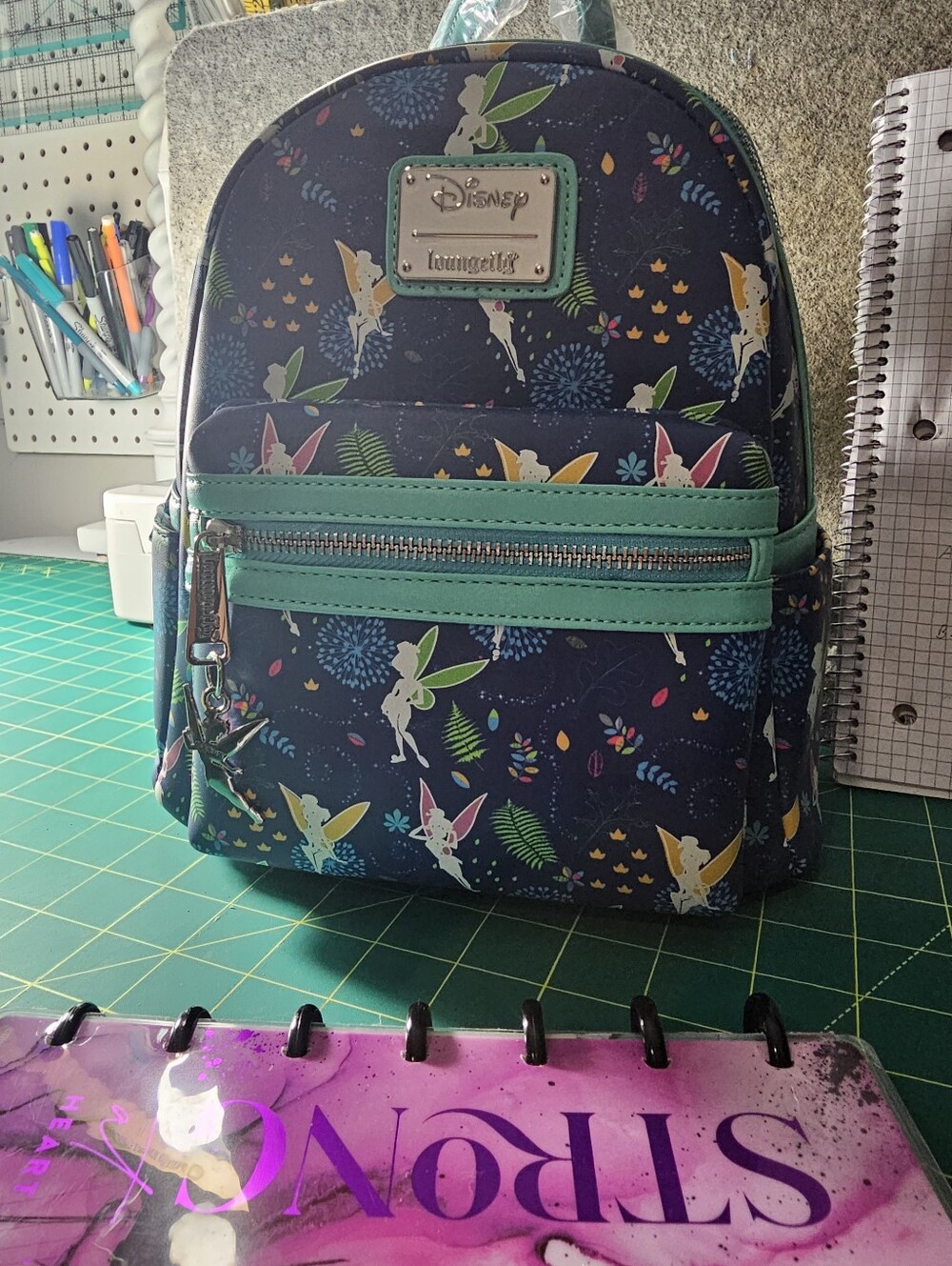 Disney Tinker Bell Mini Backpack - Navy with Teal Accents Loungefly
